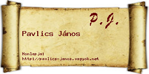 Pavlics János névjegykártya