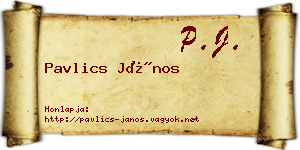 Pavlics János névjegykártya
